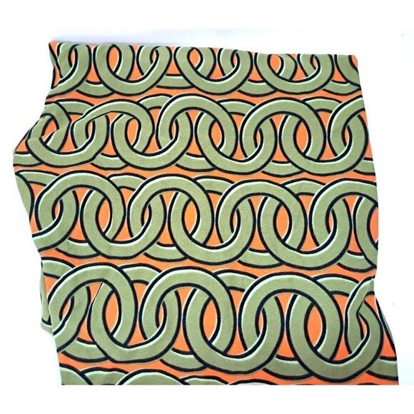 Lularoe Tall & Curvy Leggings Orange ground with olive green interlocking rings - Picture 1 of 2